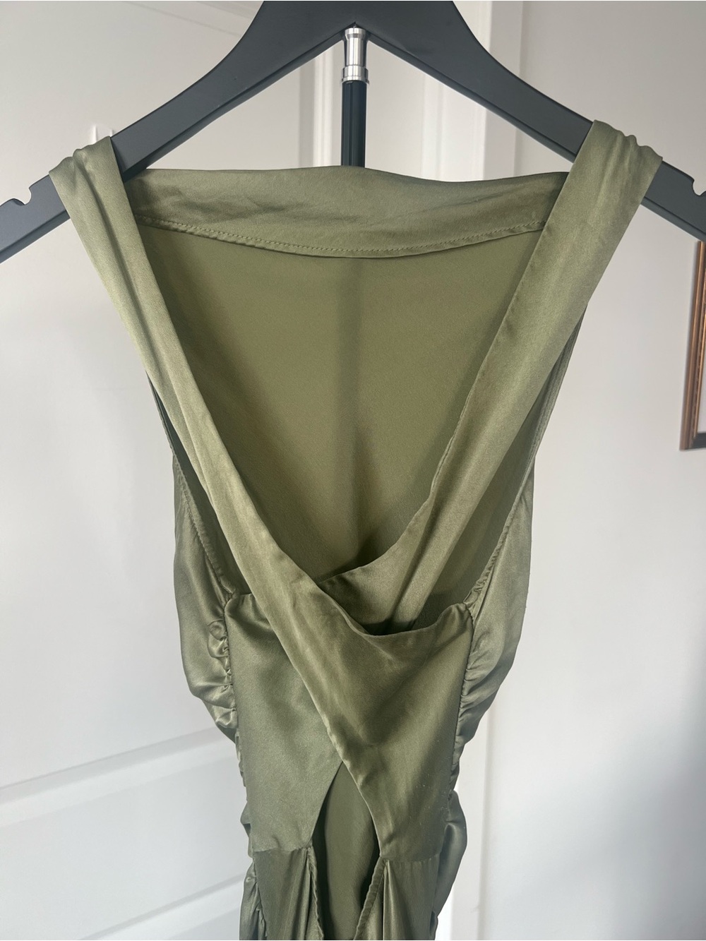 Reformation Casette Silk Dress (Artichoke Green) - Size 2 - Picture 7 of 10
